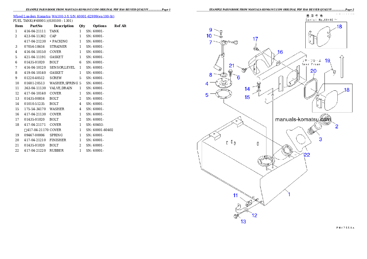 Protected: WA100-3-X S/N 60001-62999 Partsbook
