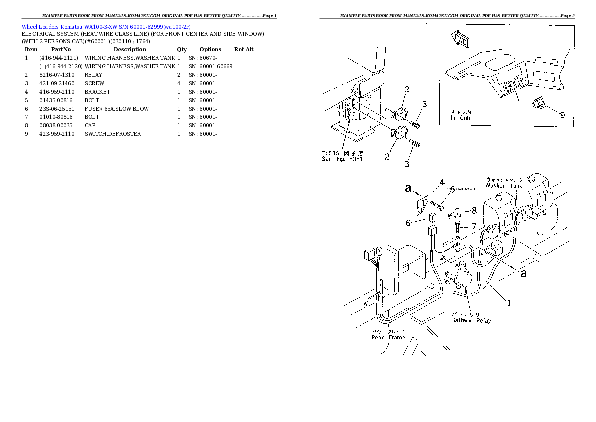 Protected: WA100-3-XW S/N 60001-62999 Partsbook