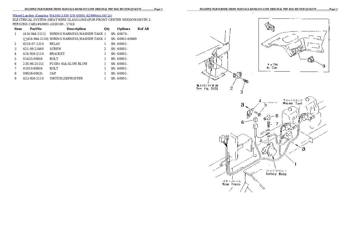 Protected: WA100-3-XW S/N 60001-62999 Partsbook
