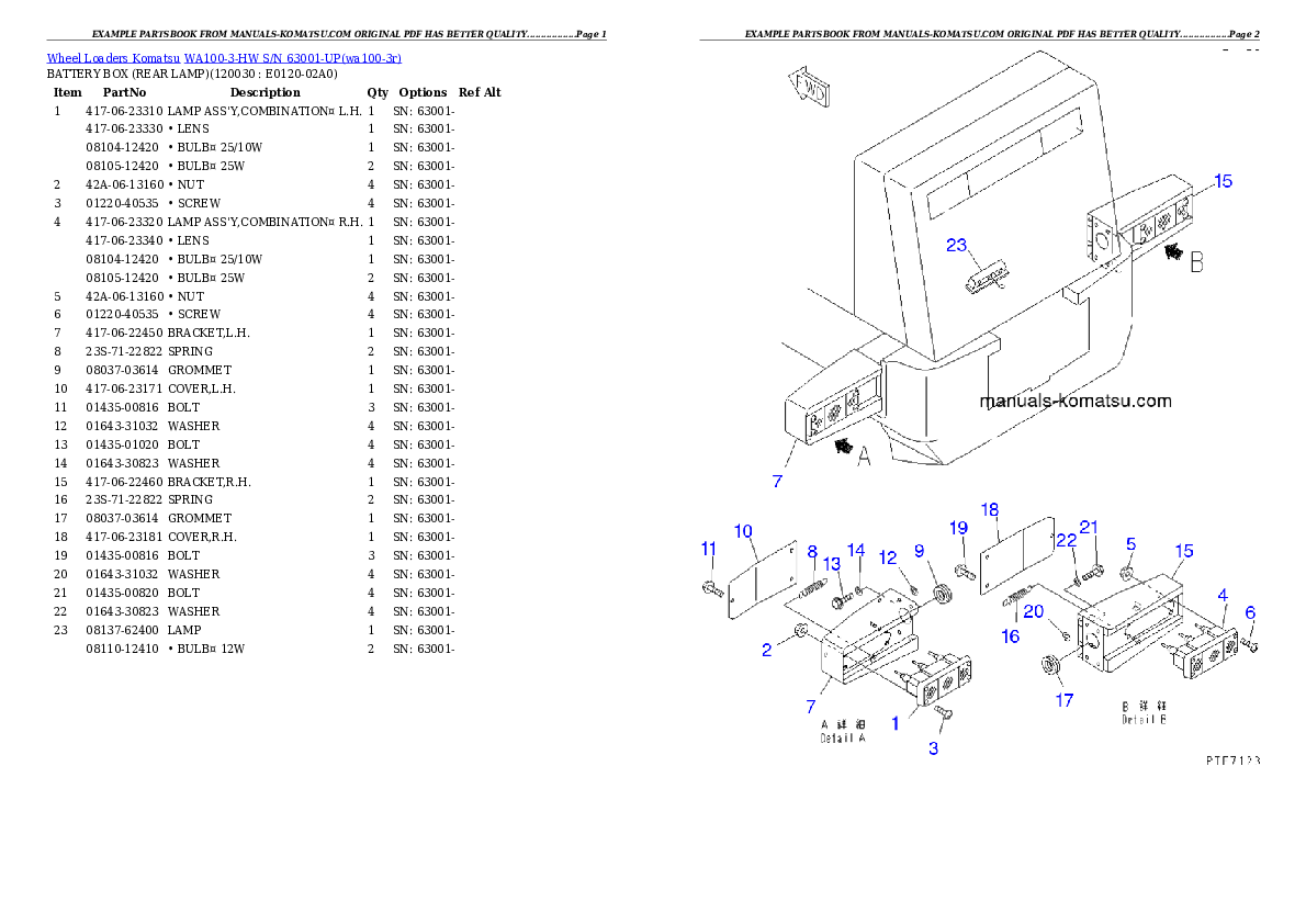 Protected: WA100-3-HW S/N 63001-UP Partsbook