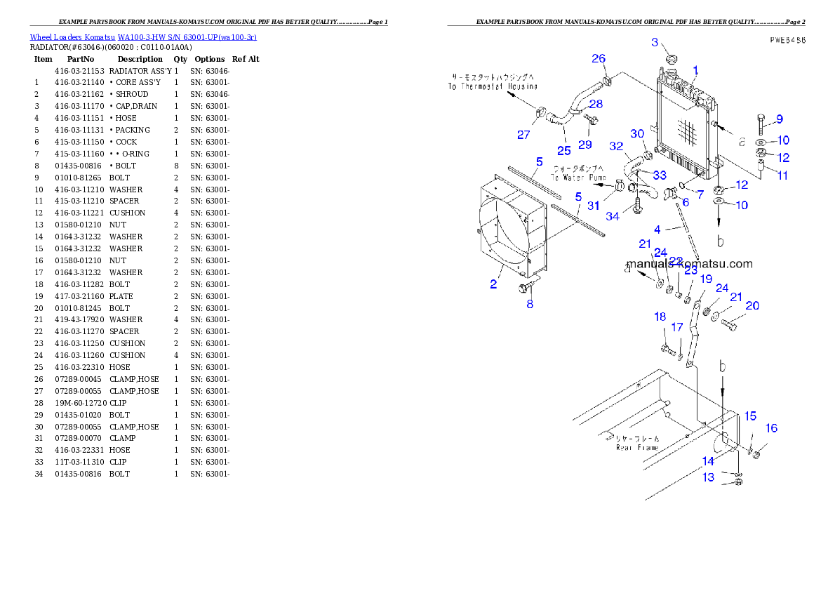 Protected: WA100-3-HW S/N 63001-UP Partsbook