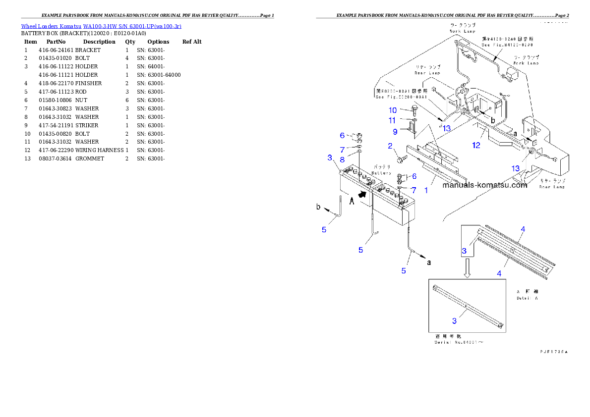 Protected: WA100-3-HW S/N 63001-UP Partsbook