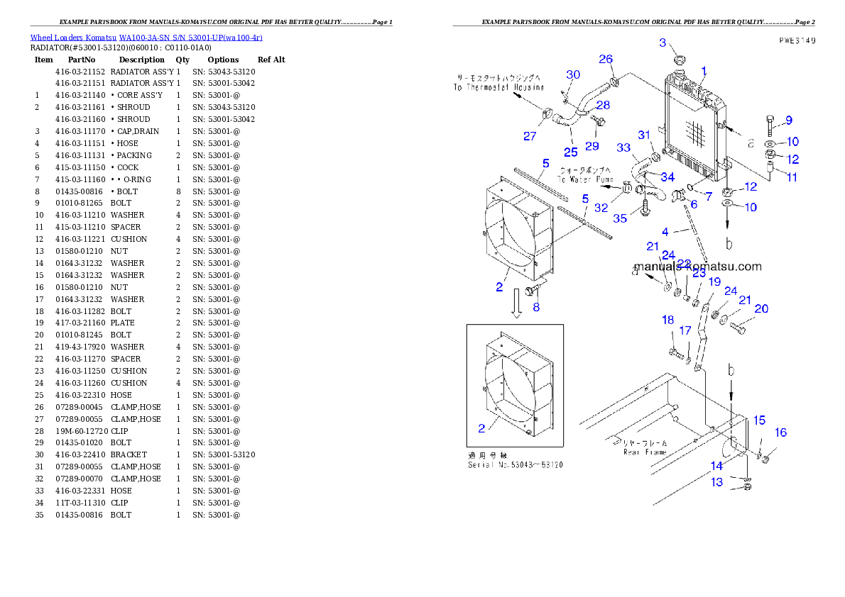 Protected: WA100-3A-SN S/N 53001-UP Partsbook