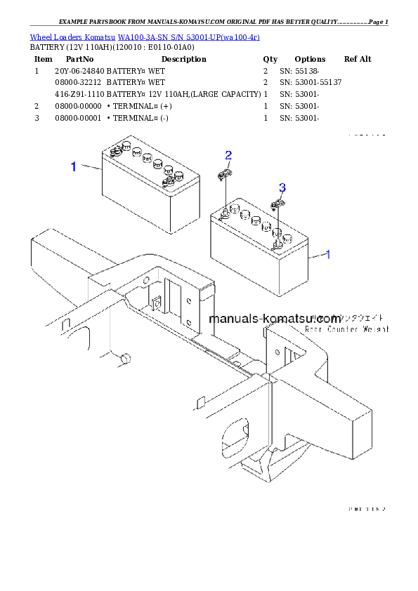 Protected: WA100-3A-SN S/N 53001-UP Partsbook