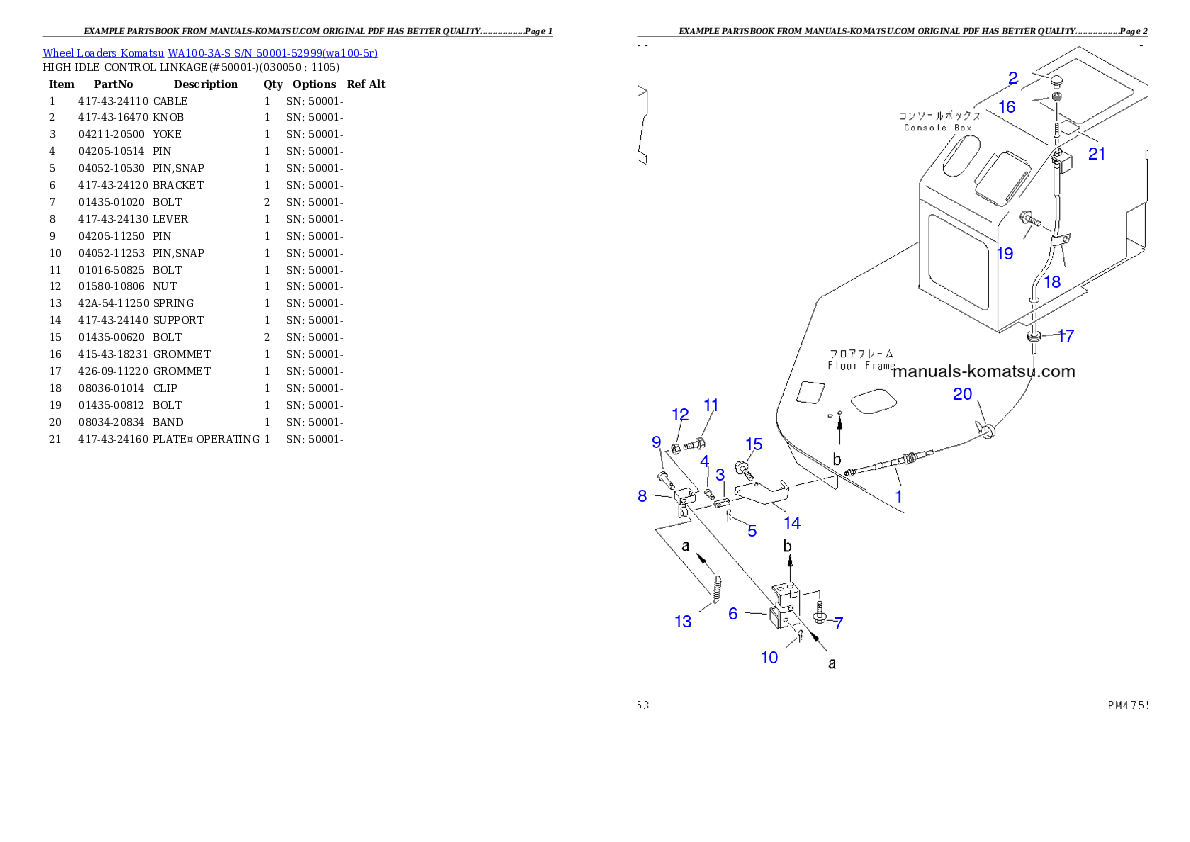 Protected: WA100-3A-S S/N 50001-52999 Partsbook