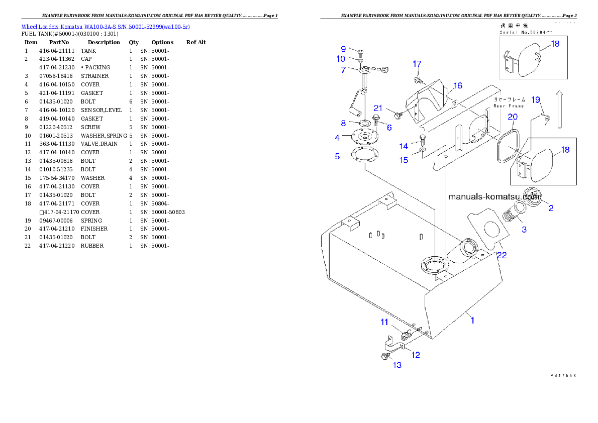 Protected: WA100-3A-S S/N 50001-52999 Partsbook