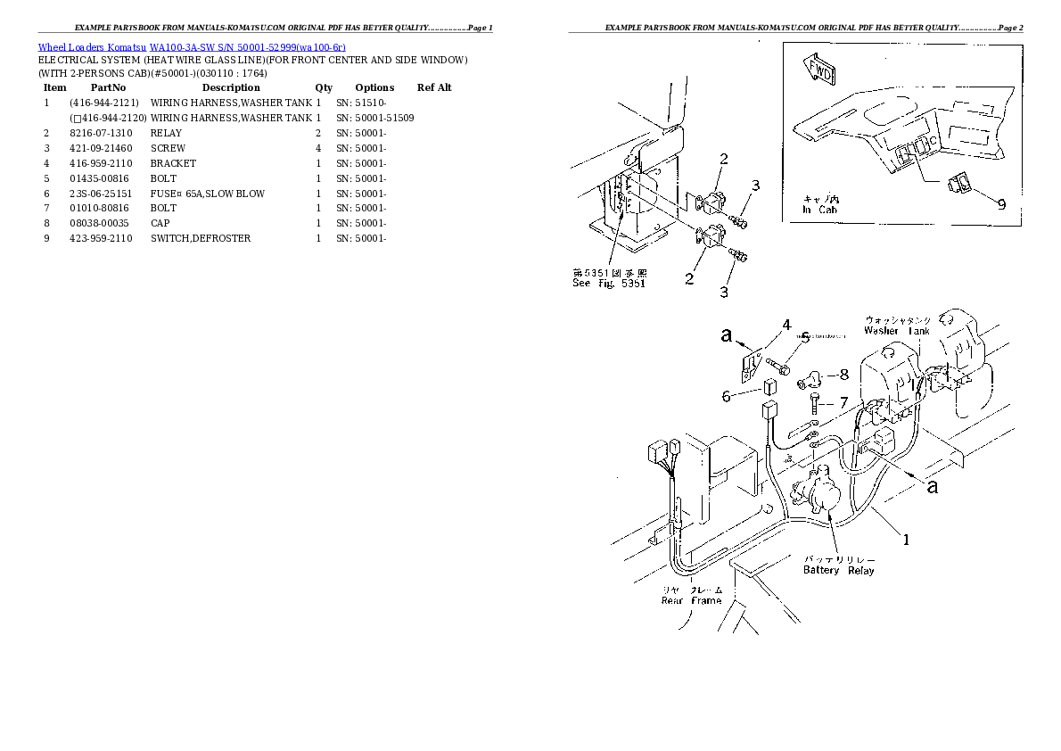 Protected: WA100-3A-SW S/N 50001-52999 Partsbook