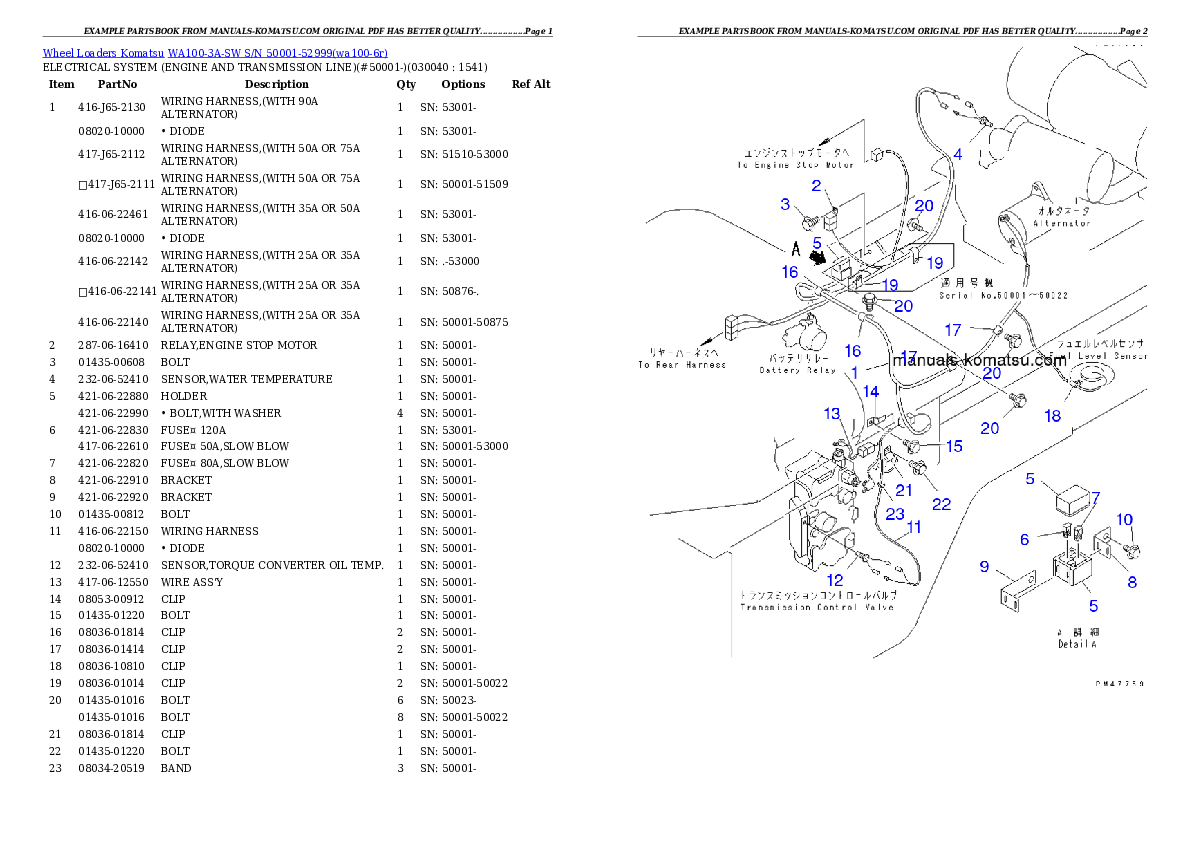 Protected: WA100-3A-SW S/N 50001-52999 Partsbook