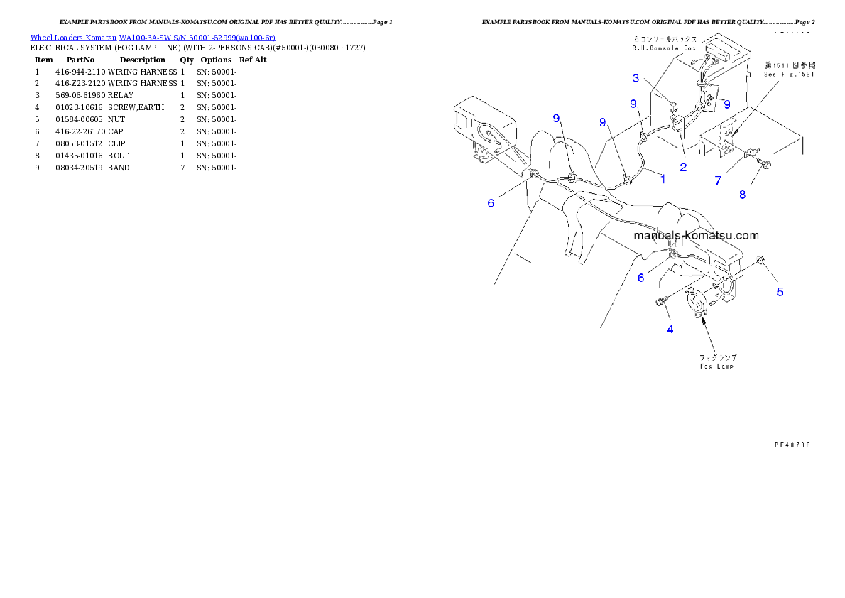 Protected: WA100-3A-SW S/N 50001-52999 Partsbook