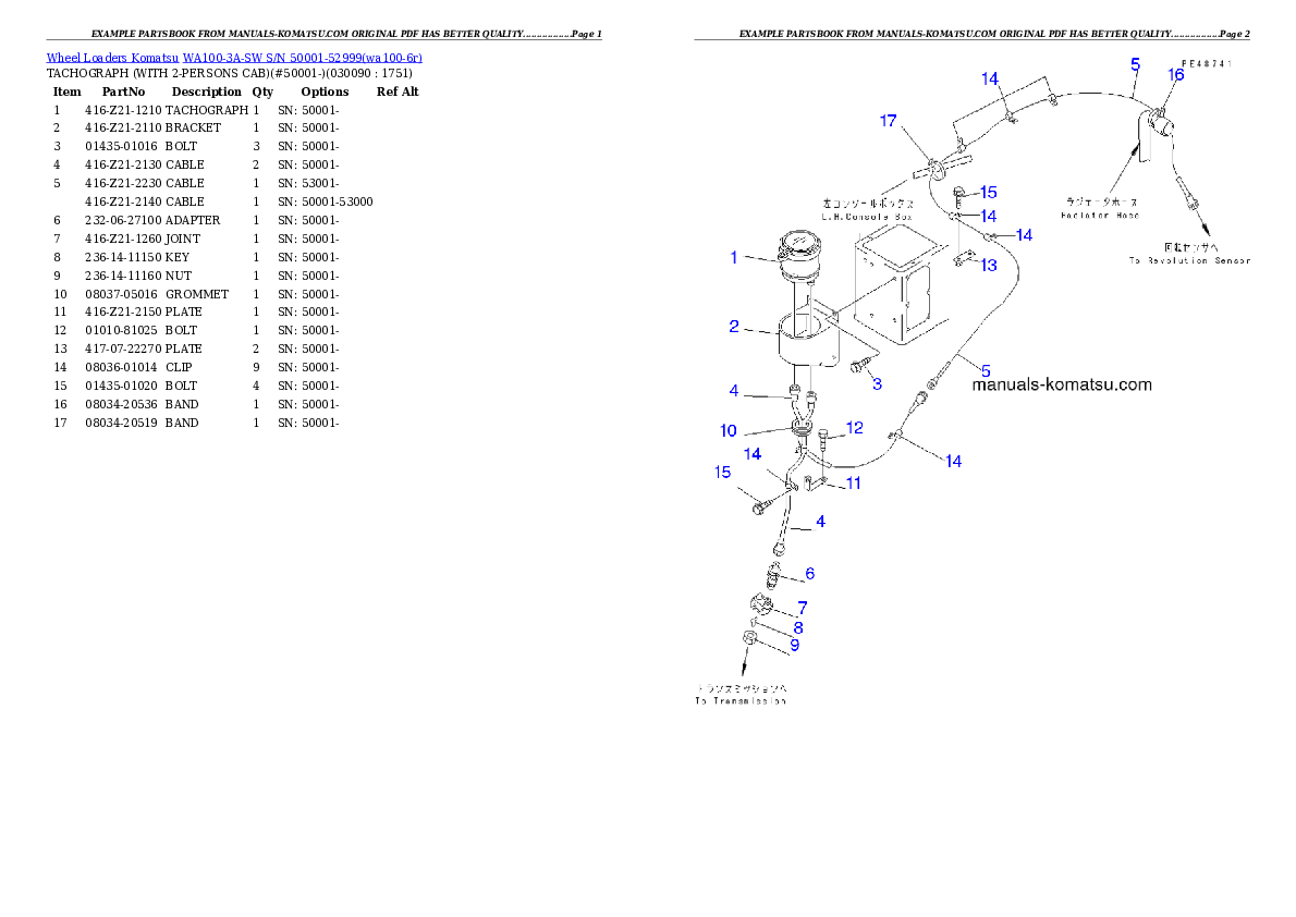 Protected: WA100-3A-SW S/N 50001-52999 Partsbook