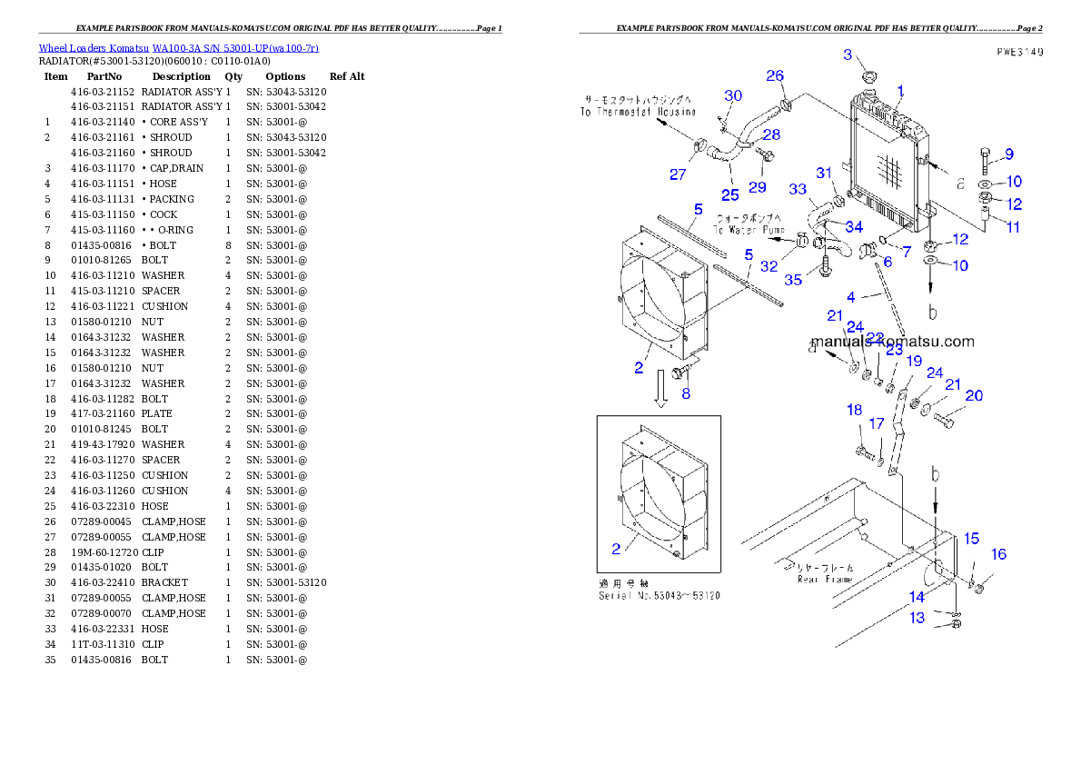 Protected: WA100-3A S/N 53001-UP Partsbook
