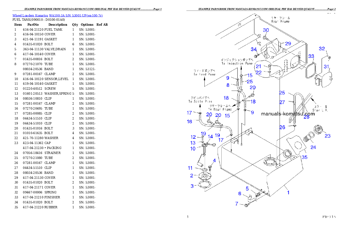 Protected: WA100-3A S/N 53001-UP Partsbook