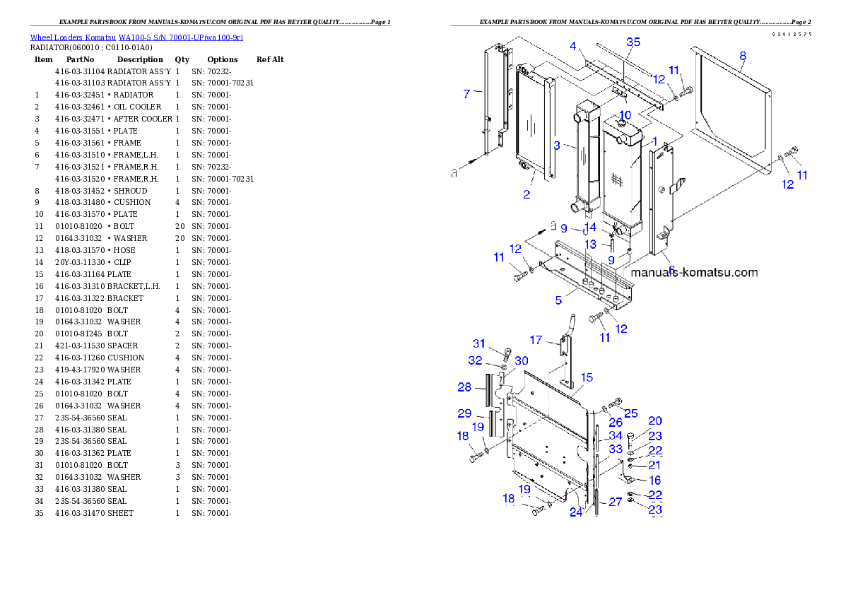 Protected: WA100-5 S/N 70001-UP Partsbook