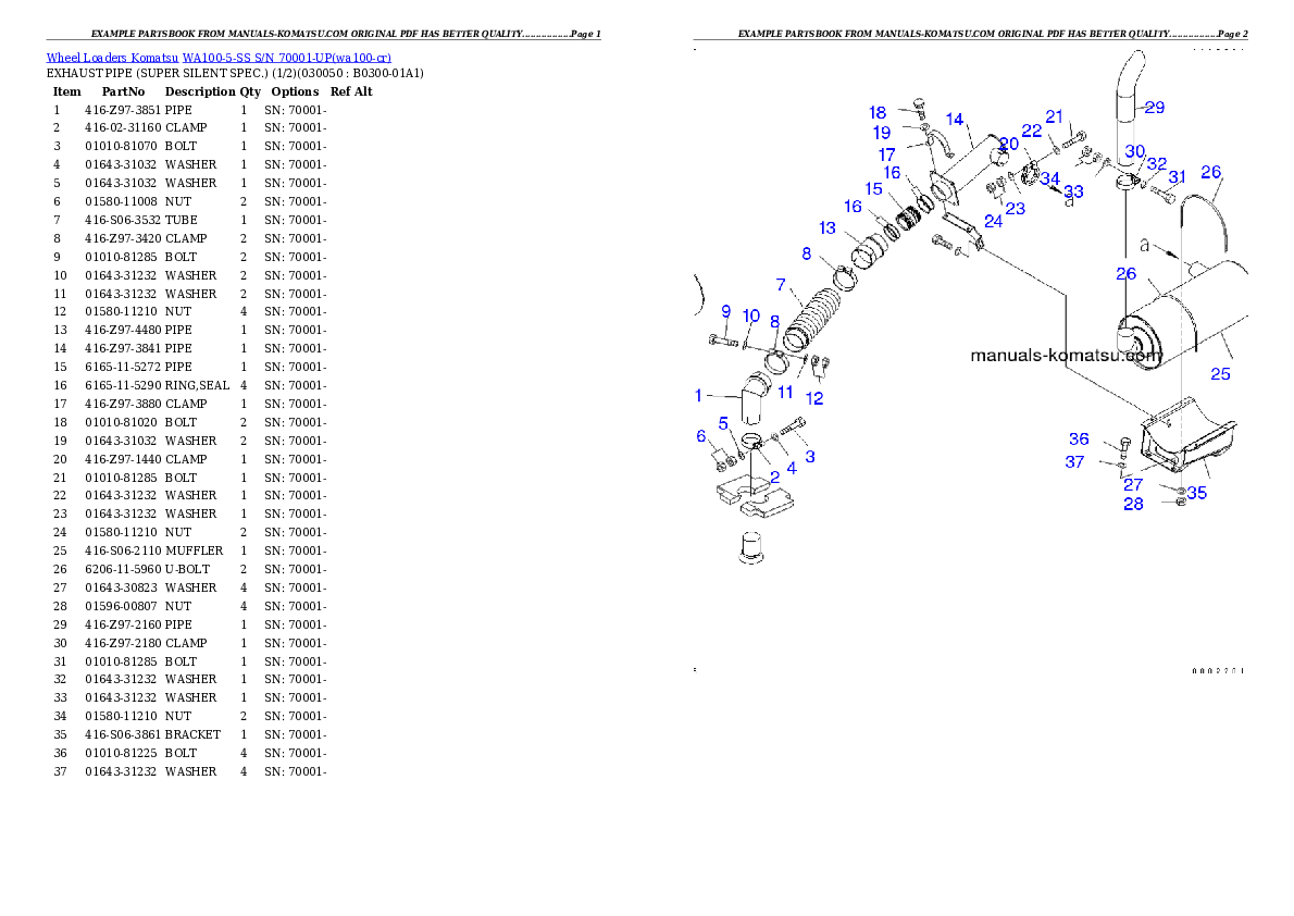 Protected: WA100-5-SS S/N 70001-UP Partsbook