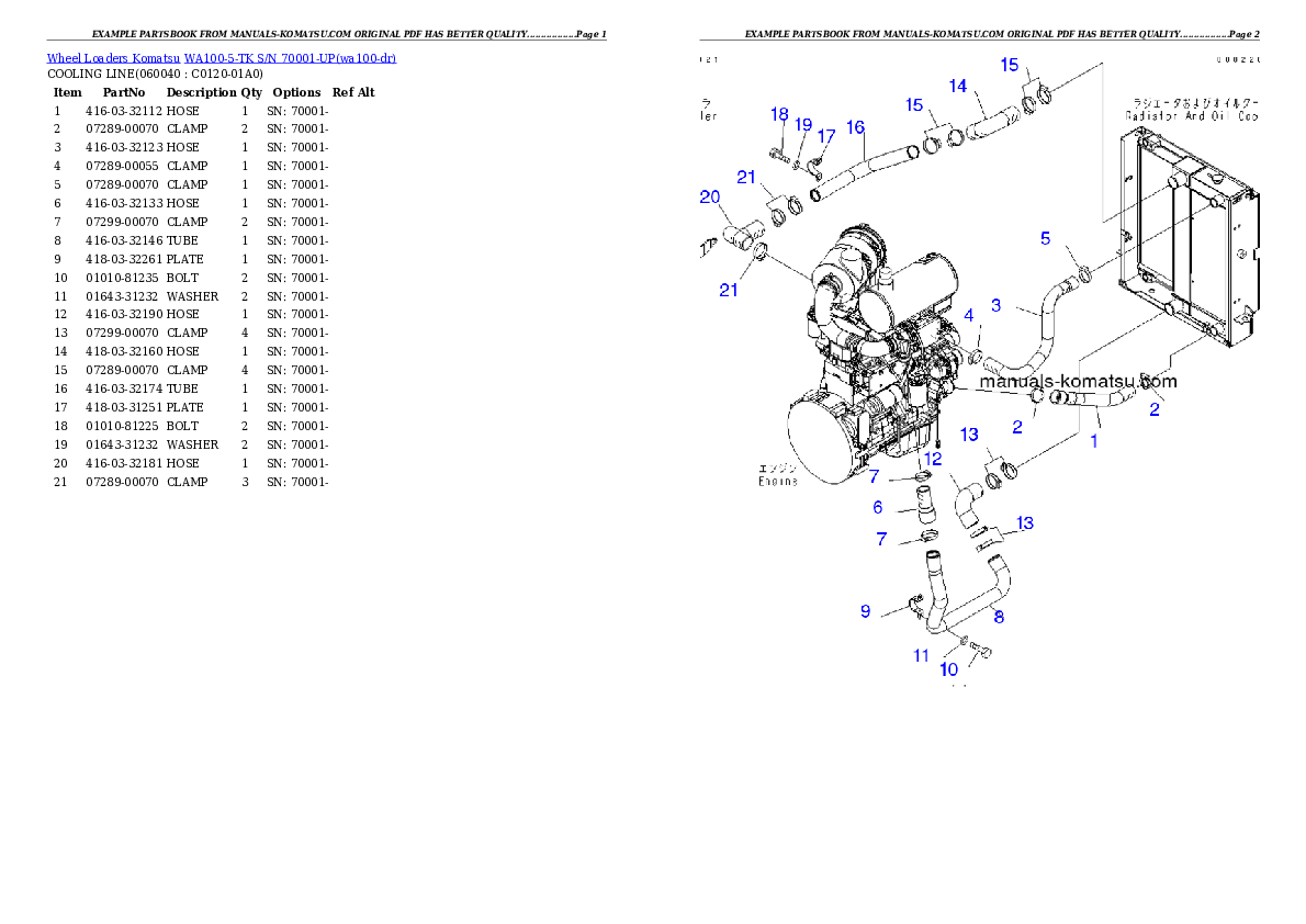 Protected: WA100-5-TK S/N 70001-UP Partsbook