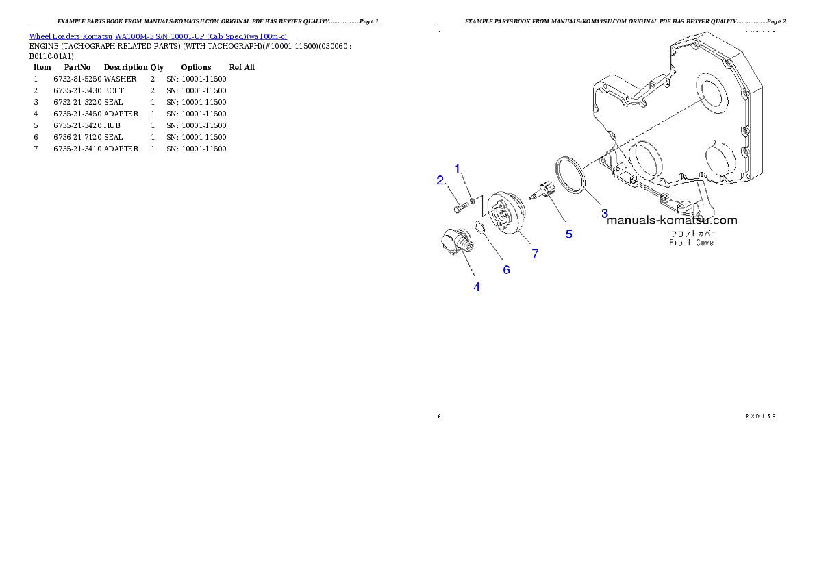 Protected: WA100M-3 S/N 10001-UP (Cab Spec.) Partsbook