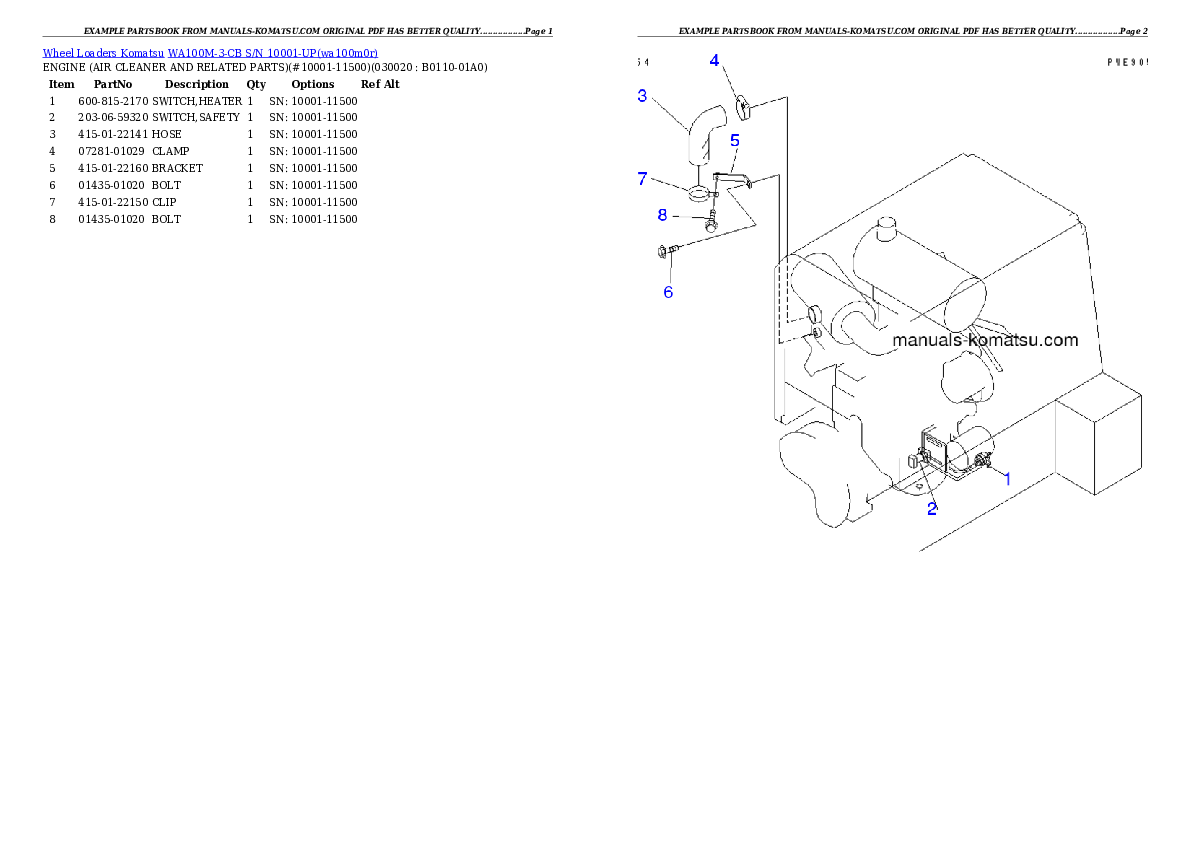 WA100M-3-CB S/N 10001-UP Partsbook