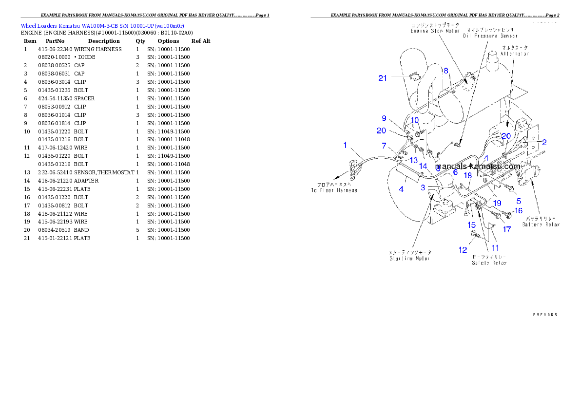 Protected: WA100M-3-CB S/N 10001-UP Partsbook