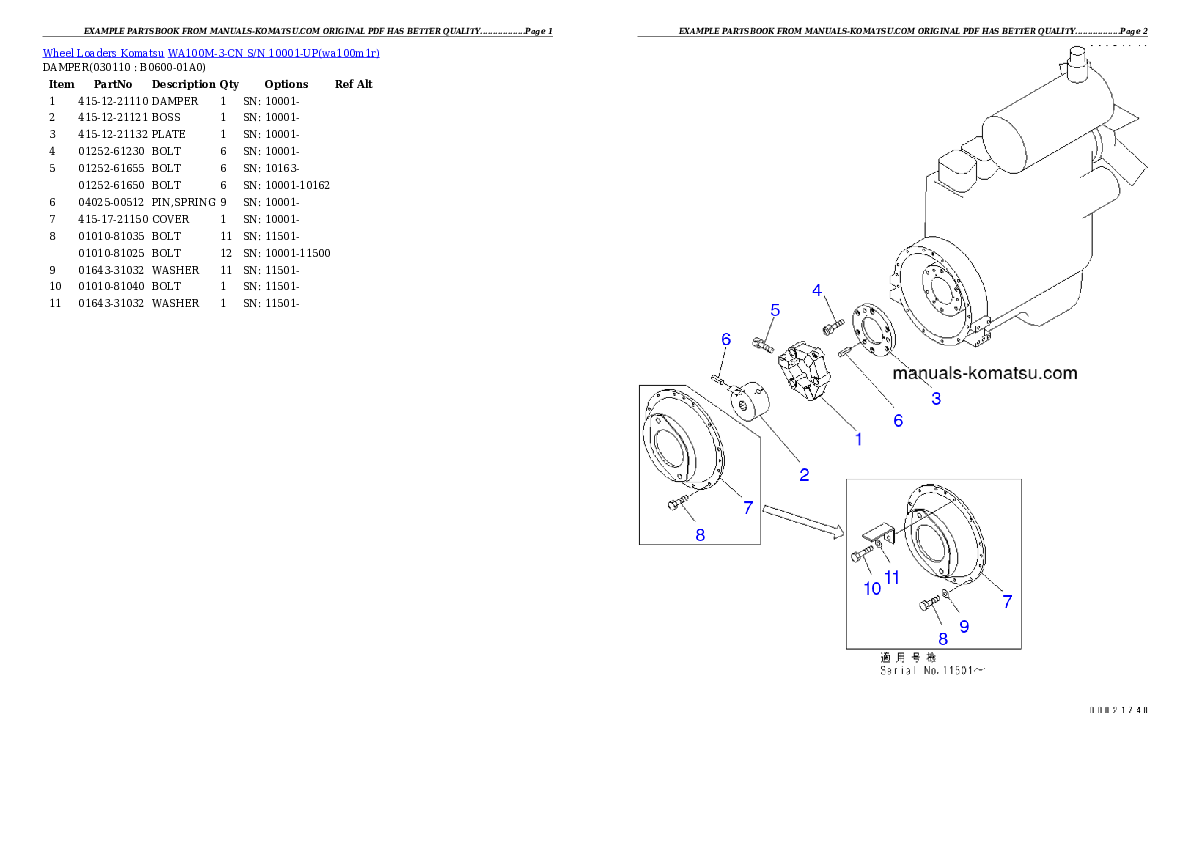Protected: WA100M-3-CN S/N 10001-UP Partsbook