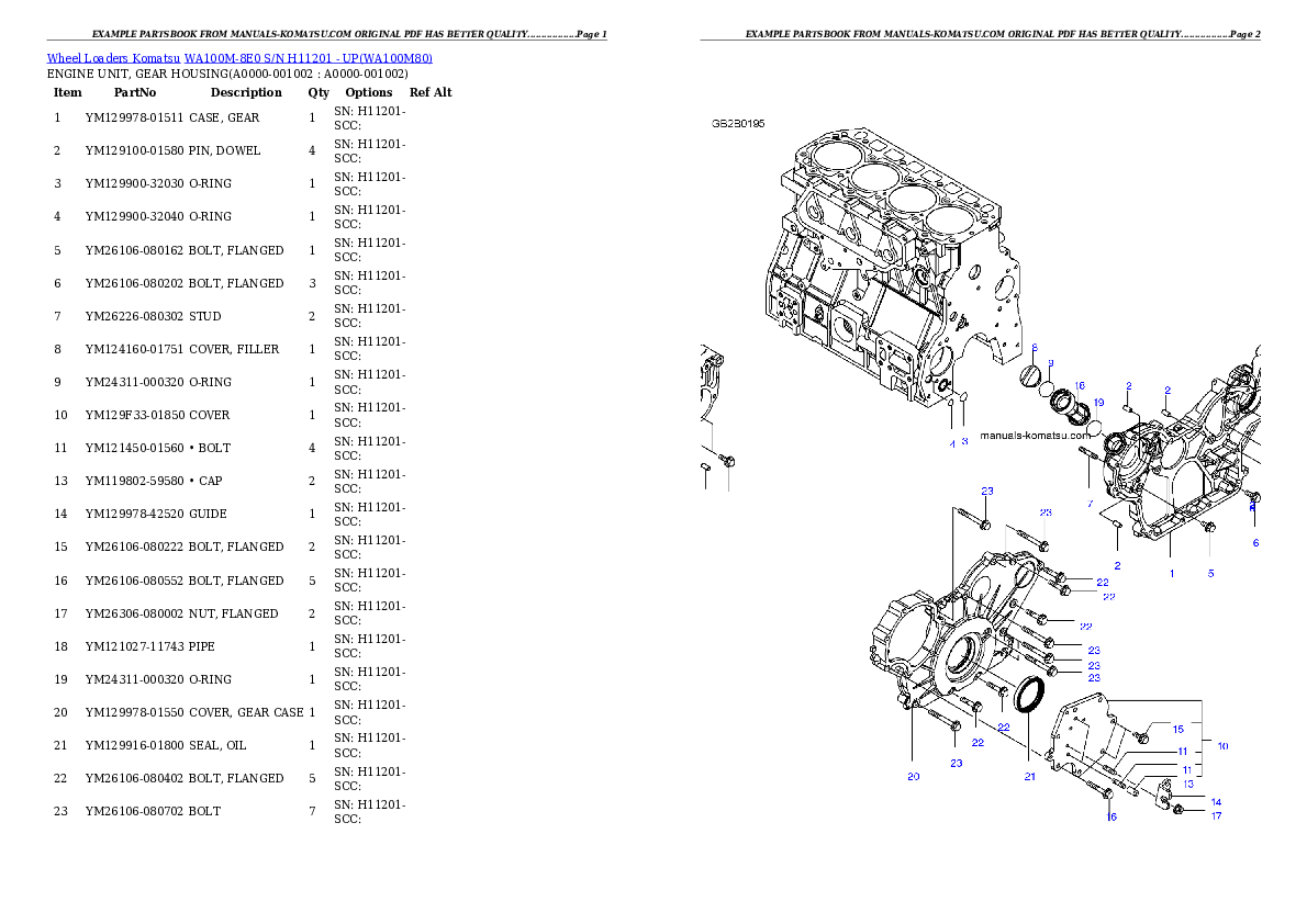 WA100M-8E0 S/N H11201 - UP Partsbook