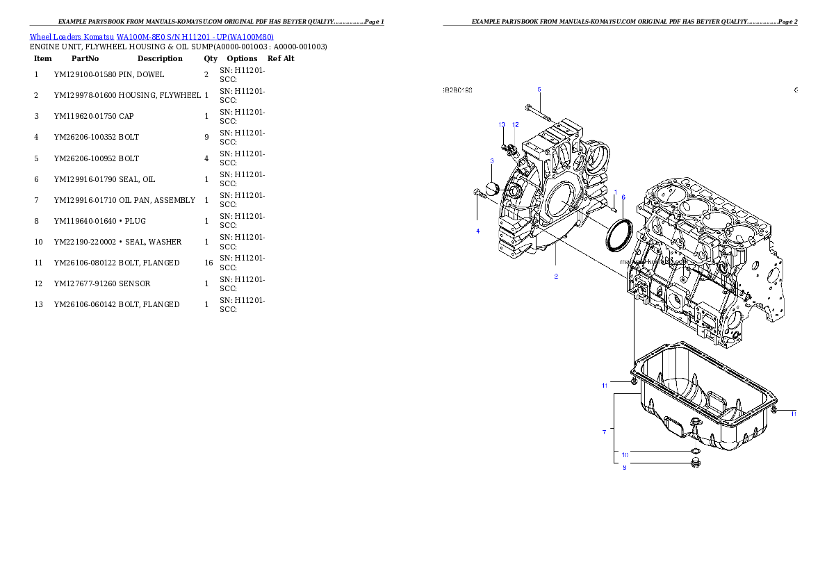 WA100M-8E0 S/N H11201 - UP Partsbook