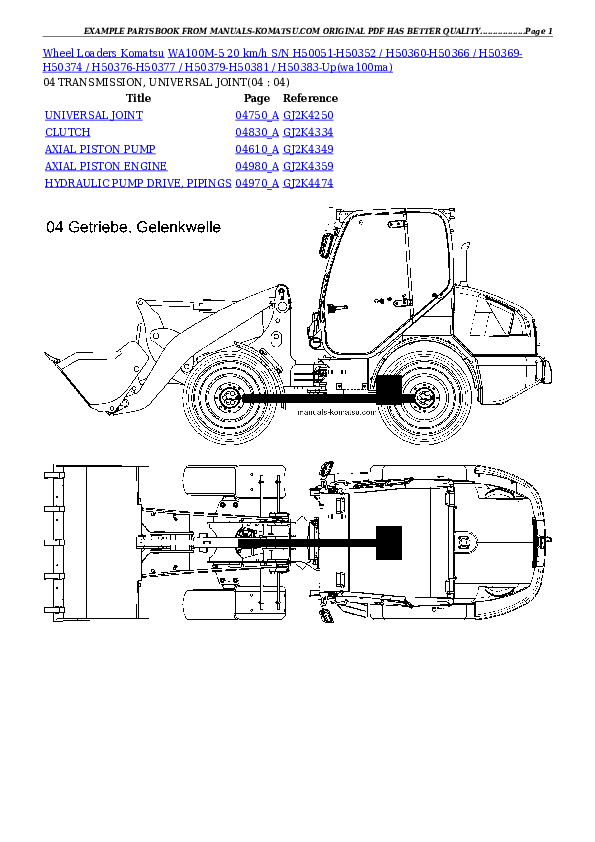Protected: WA100M-5 20 km/h S/N H50051-H50352 / H50360-H50366 / H50369-H50374 / H50376-H50377 / H50379-H50381 / H50383-Up Partsbook