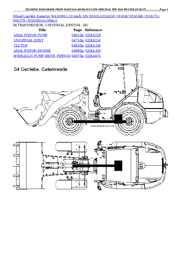 Protected: WA100M-5 20 km/h S/N H50353-H50359 / H50367-H50368 / H50375 / H50378 / H50382 Partsbook