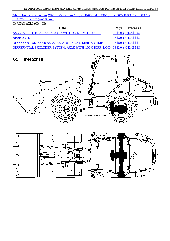 Protected: WA100M-5 20 km/h S/N H50353-H50359 / H50367-H50368 / H50375 / H50378 / H50382 Partsbook