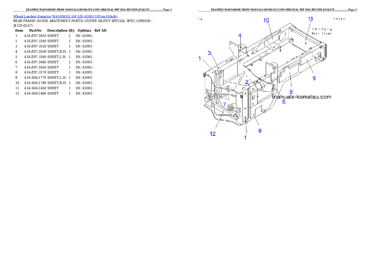 Protected: WA100SSS-3-H S/N 63001-UP Partsbook