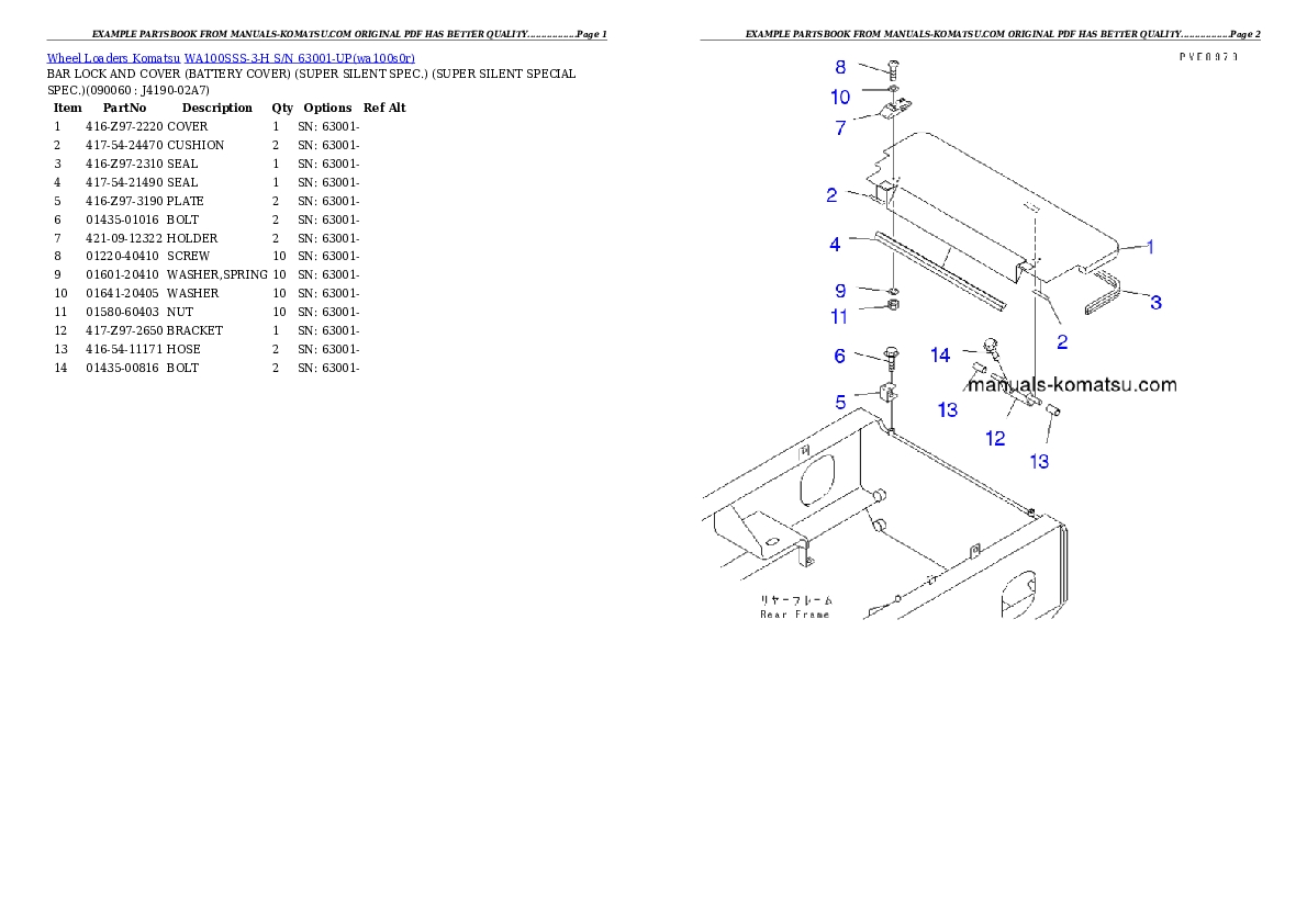 Protected: WA100SSS-3-H S/N 63001-UP Partsbook
