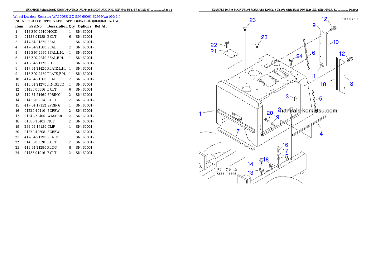 Protected: WA100SS-3-X S/N 60001-62999 Partsbook