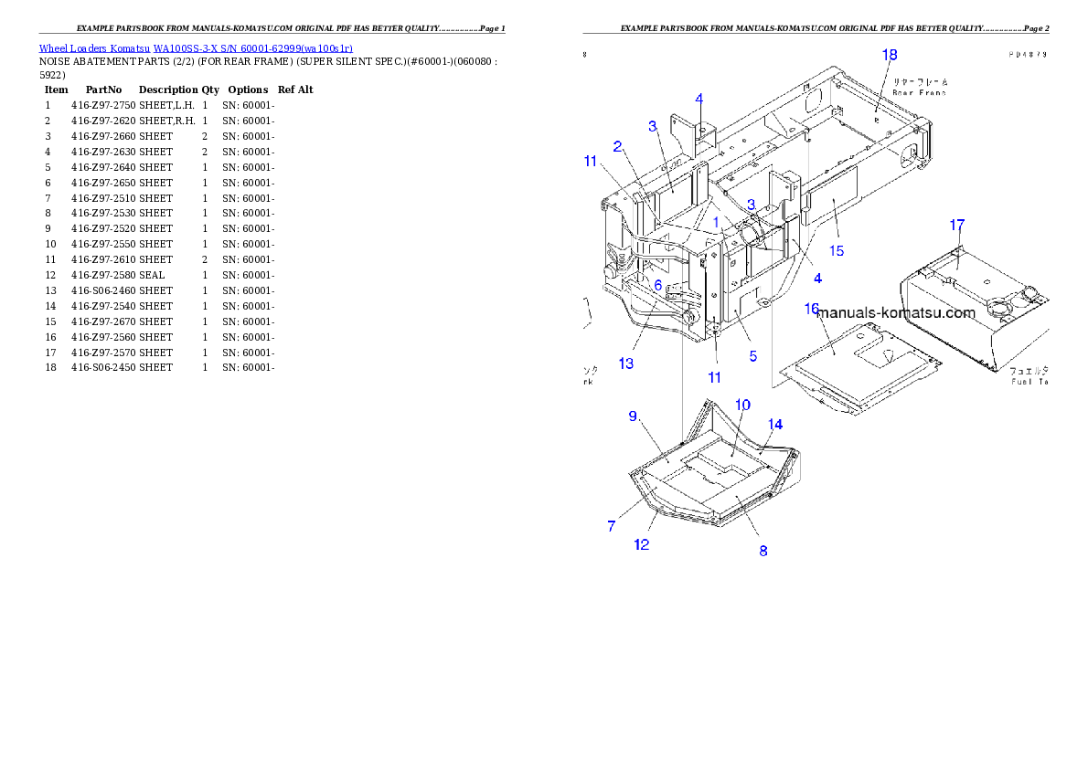 Protected: WA100SS-3-X S/N 60001-62999 Partsbook