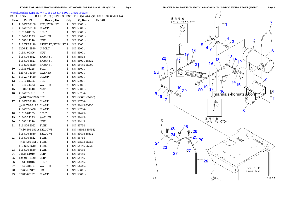 WA100SS-3A S/N 53001-UP Partsbook