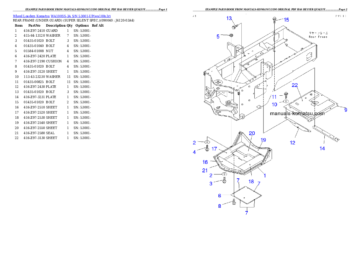 Protected: WA100SS-3A S/N 53001-UP Partsbook