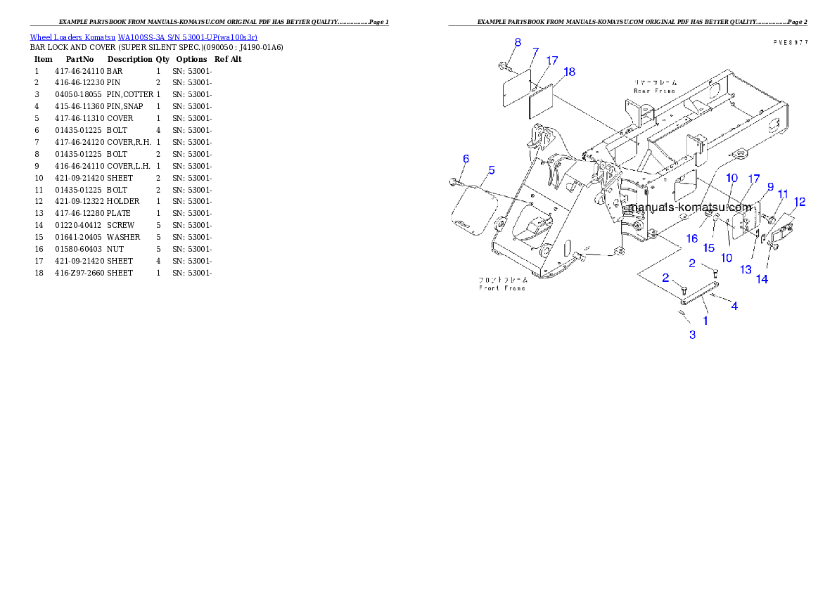 Protected: WA100SS-3A S/N 53001-UP Partsbook