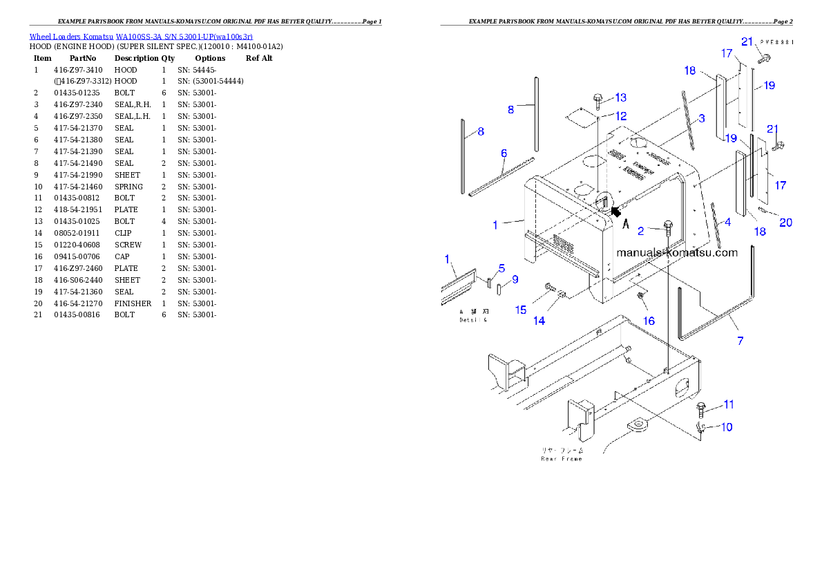 Protected: WA100SS-3A S/N 53001-UP Partsbook