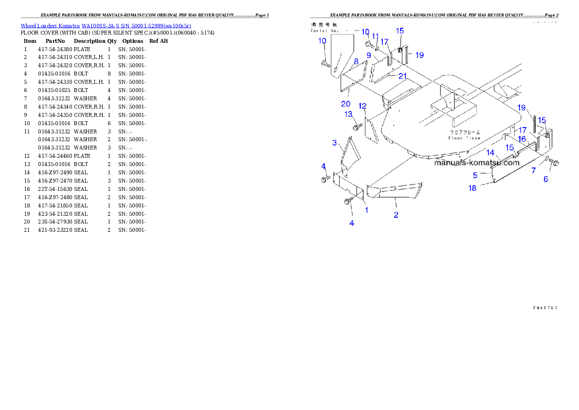 Protected: WA100SS-3A-S S/N 50001-52999 Partsbook
