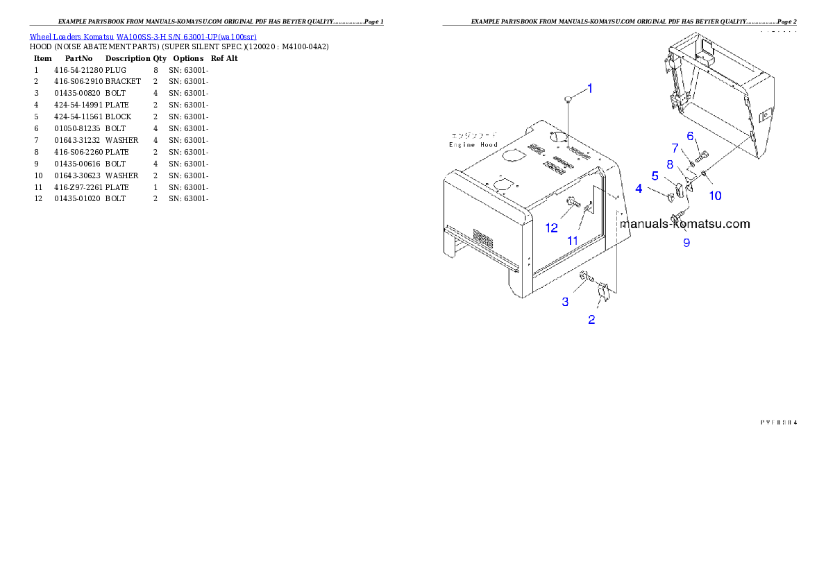 Protected: WA100SS-3-H S/N 63001-UP Partsbook