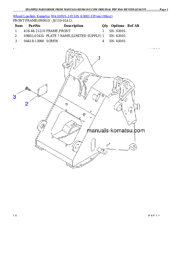 Protected: WA100SS-3-H S/N 63001-UP Partsbook