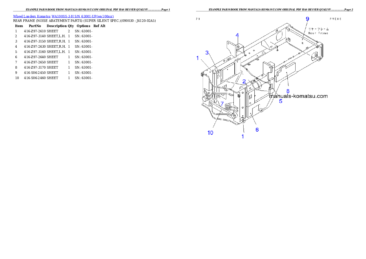 Protected: WA100SS-3-H S/N 63001-UP Partsbook