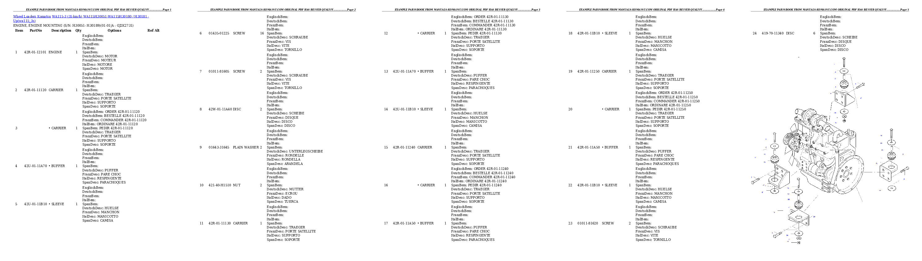 WA115-3 (35 km/h) WA115H30051-WA115H30180 / H30181 - Up Partsbook