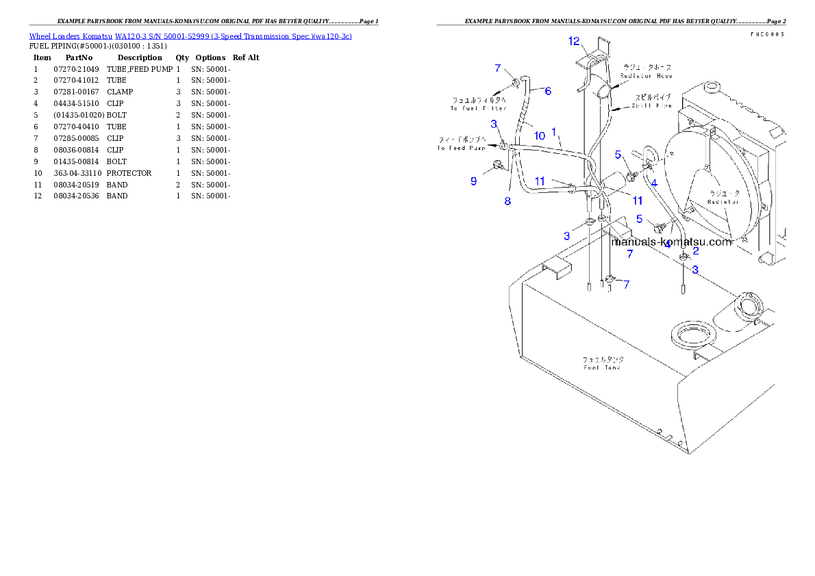 Protected: WA120-3 S/N 50001-52999 (3-Speed Transmission Spec.) Partsbook