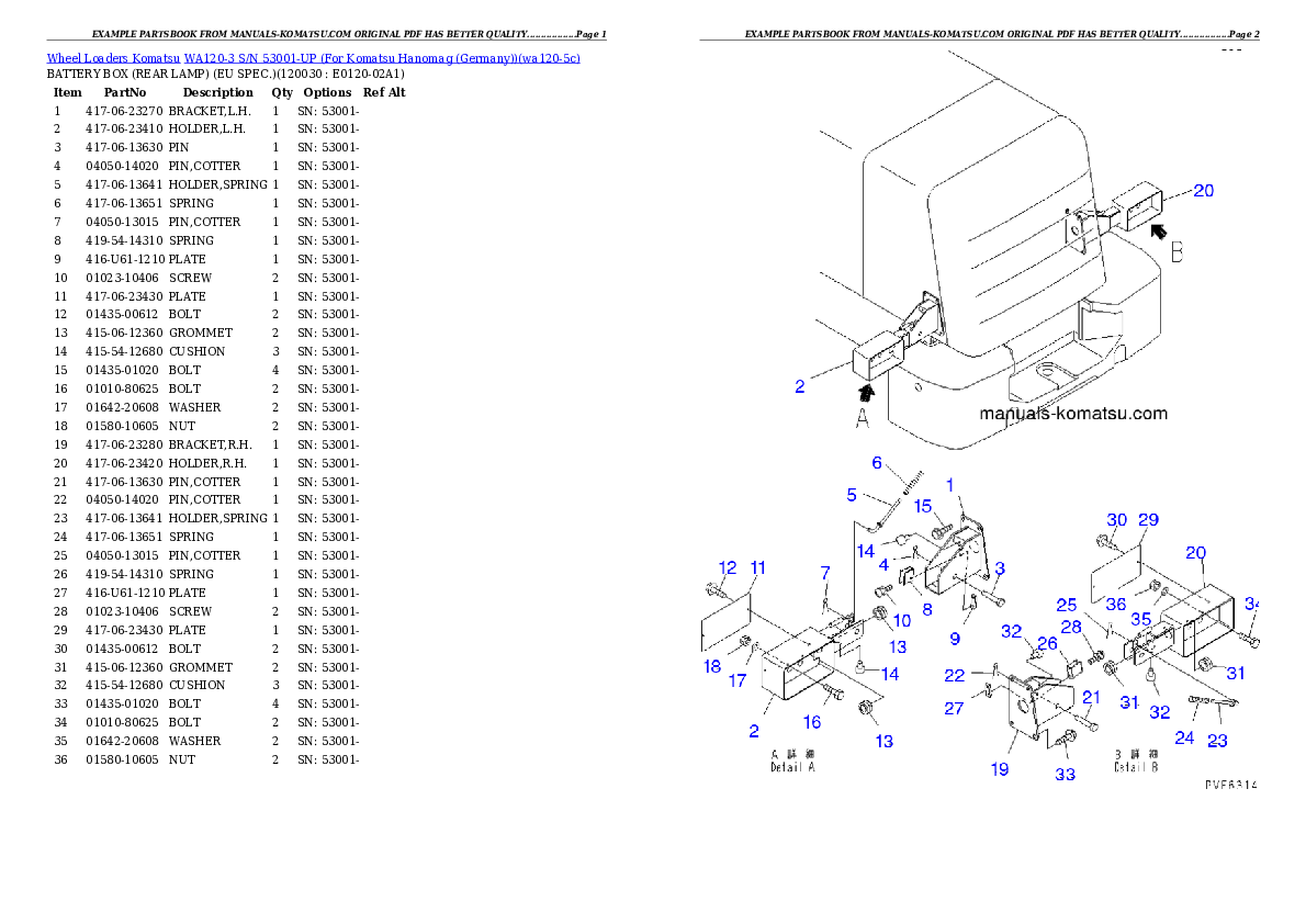 Protected: WA120-3 S/N 53001-UP (For Komatsu Hanomag (Germany)) Partsbook