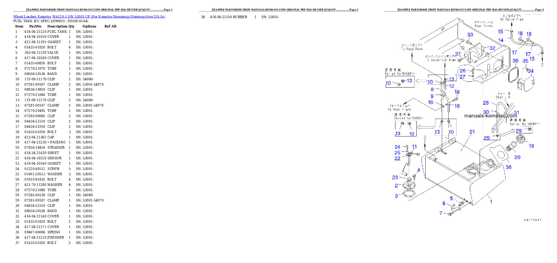 Protected: WA120-3 S/N 53001-UP (For Komatsu Hanomag (Germany)) Partsbook
