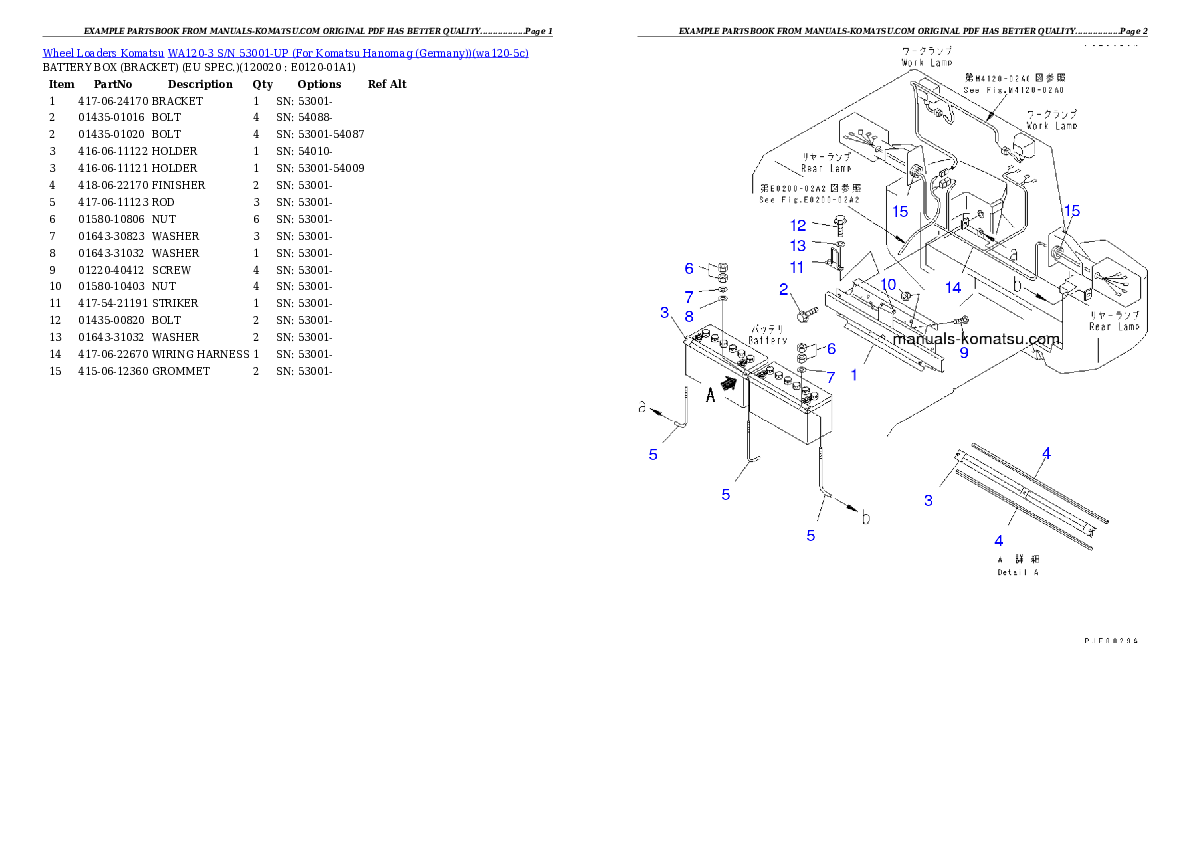 Protected: WA120-3 S/N 53001-UP (For Komatsu Hanomag (Germany)) Partsbook