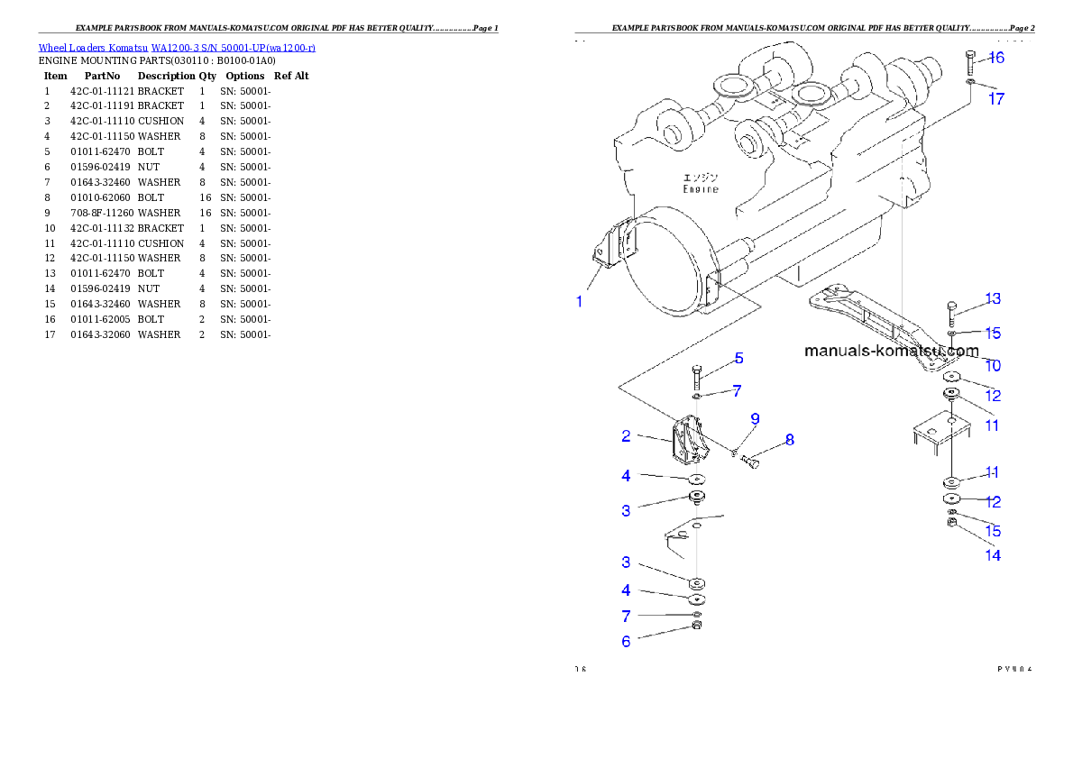 Protected: WA1200-3 S/N 50001-UP Partsbook