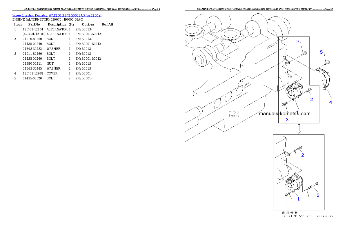 Protected: WA1200-3 S/N 50001-UP Partsbook