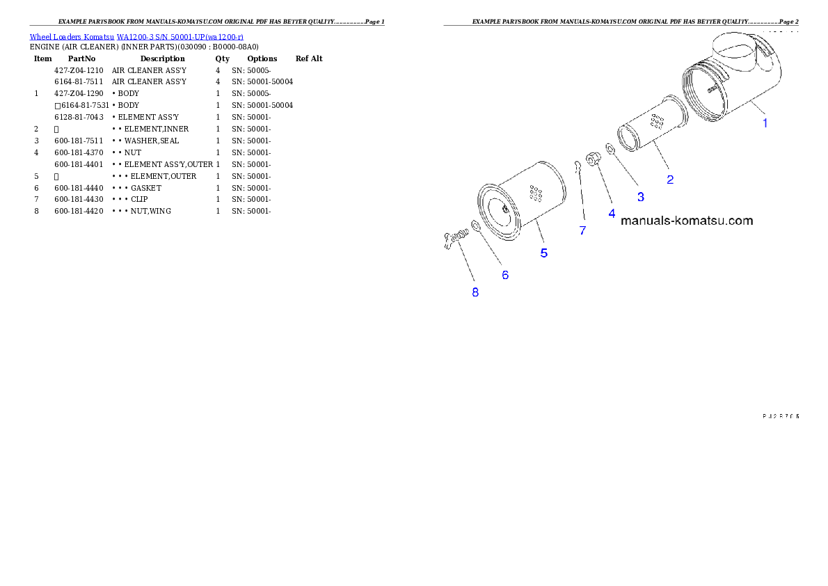 Protected: WA1200-3 S/N 50001-UP Partsbook
