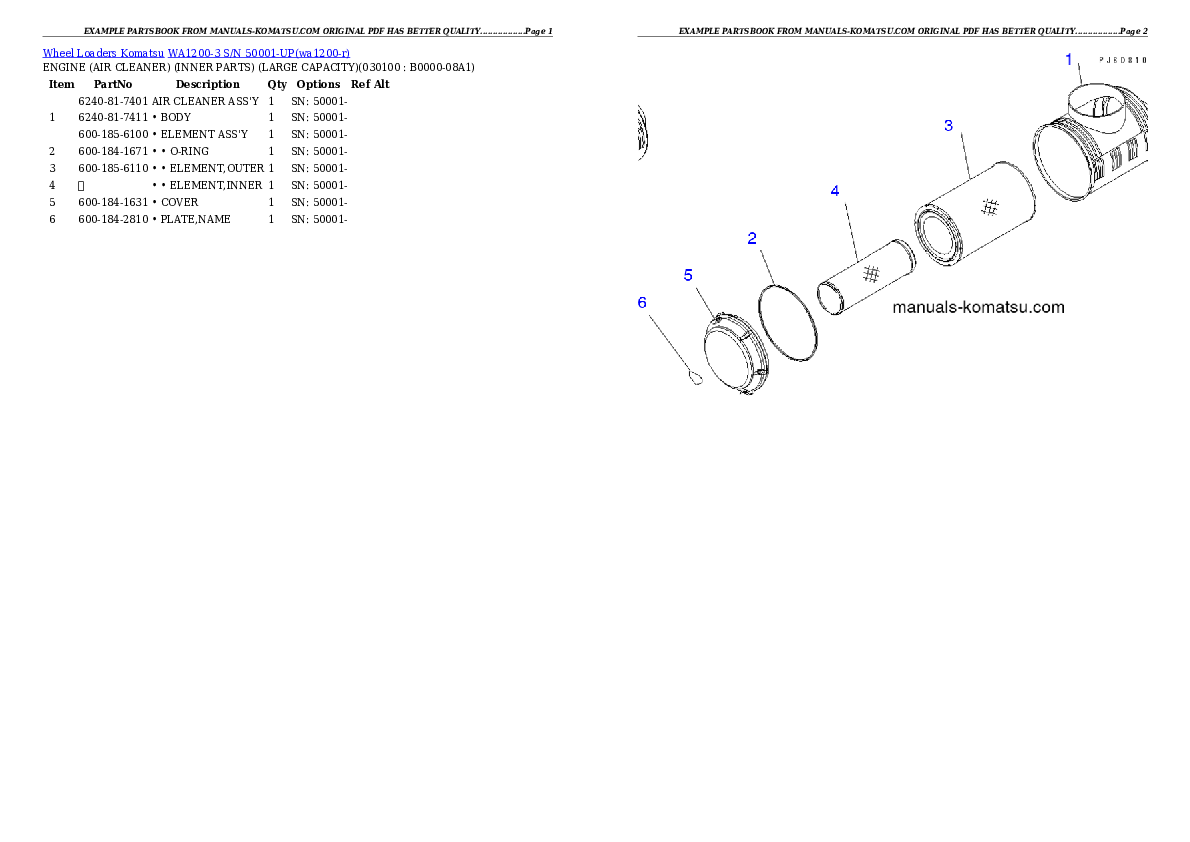 Protected: WA1200-3 S/N 50001-UP Partsbook