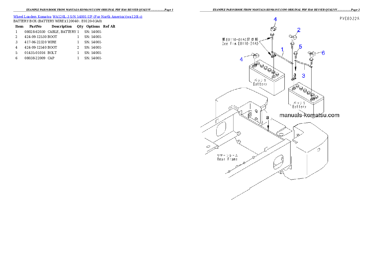 Protected: WA120L-3 S/N 54001-UP (For North America) Partsbook